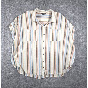 Natural Reflections Women’s Sleeveless Button Up Striped Blouse Casual Summer To